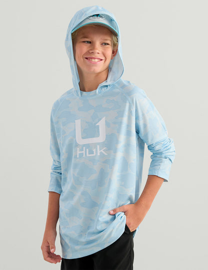 Huk Kids KC Icon Performance Hoodie - Coastal Drift Camo