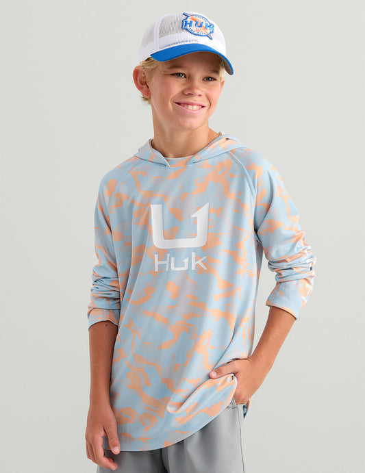 Huk Kids KC Icon Performance Hoodie - Coral Reef Camo