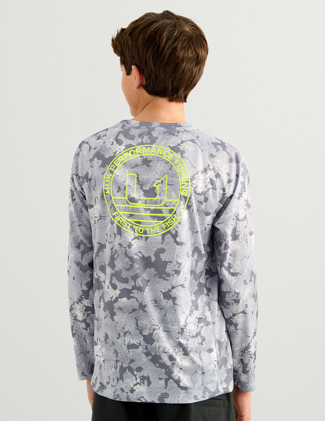 Huk Kids KC Pursuit Performance Crew - Sharkskin Estuary Camo