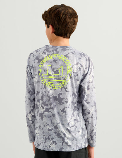 Huk Kids KC Pursuit Performance Crew - Sharkskin Estuary Camo