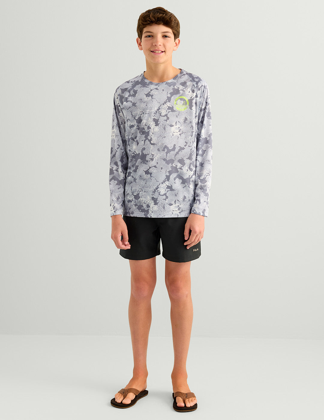 Huk Kids KC Pursuit Performance Crew - Sharkskin Estuary Camo