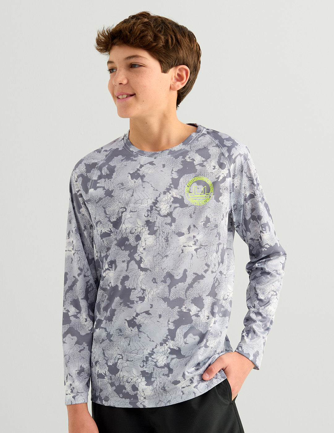 Huk Kids KC Pursuit Performance Crew - Sharkskin Estuary Camo
