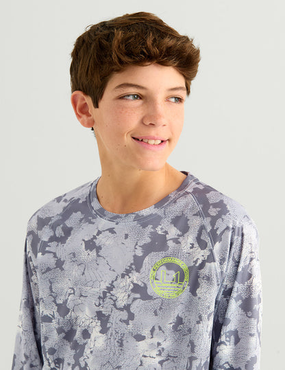 Huk Kids KC Pursuit Performance Crew - Sharkskin Estuary Camo