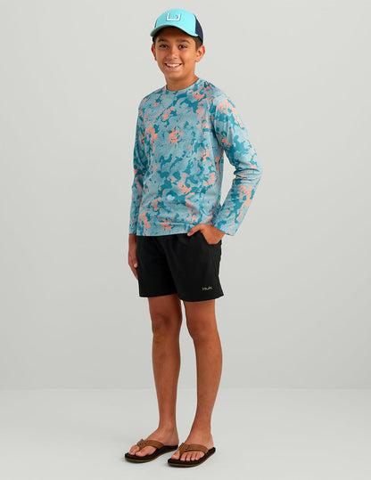 Huk Kids KC Pursuit Performance Crew - Reefline Tideloom Camo