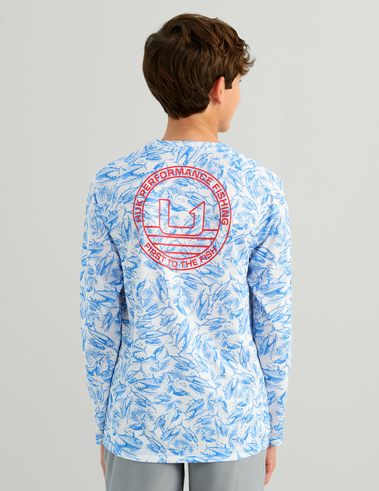 Huk Kids KC Pursuit Performance Crew - Regatta Fish Chaos