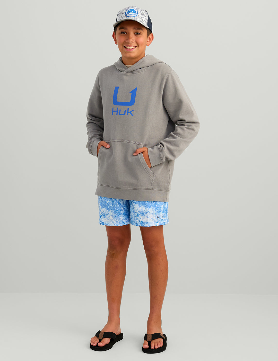 Huk Kids Huk Barb U Cotton Fleece Hoodie - Sharkskin