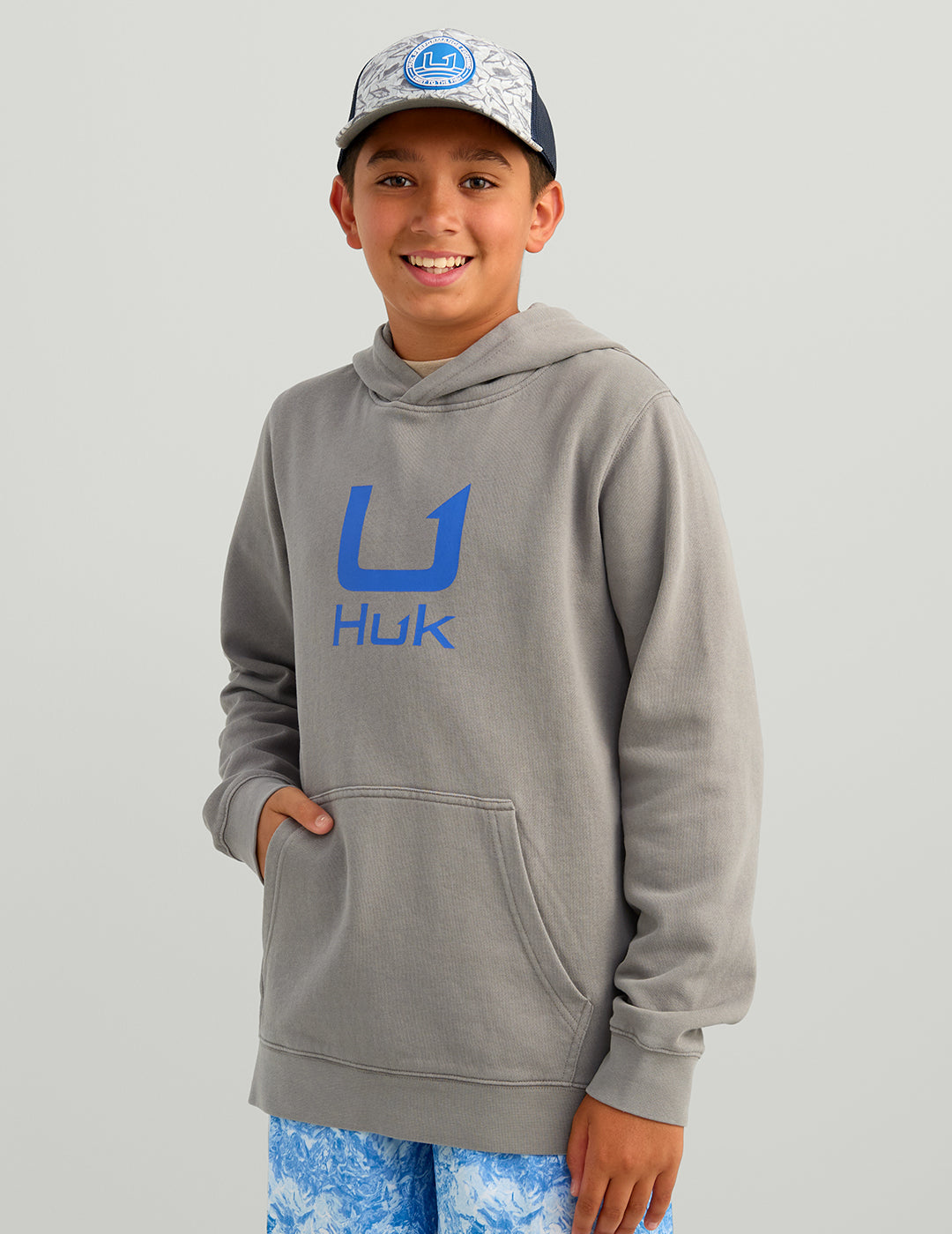 Huk Kids Huk Barb U Cotton Fleece Hoodie - Sharkskin