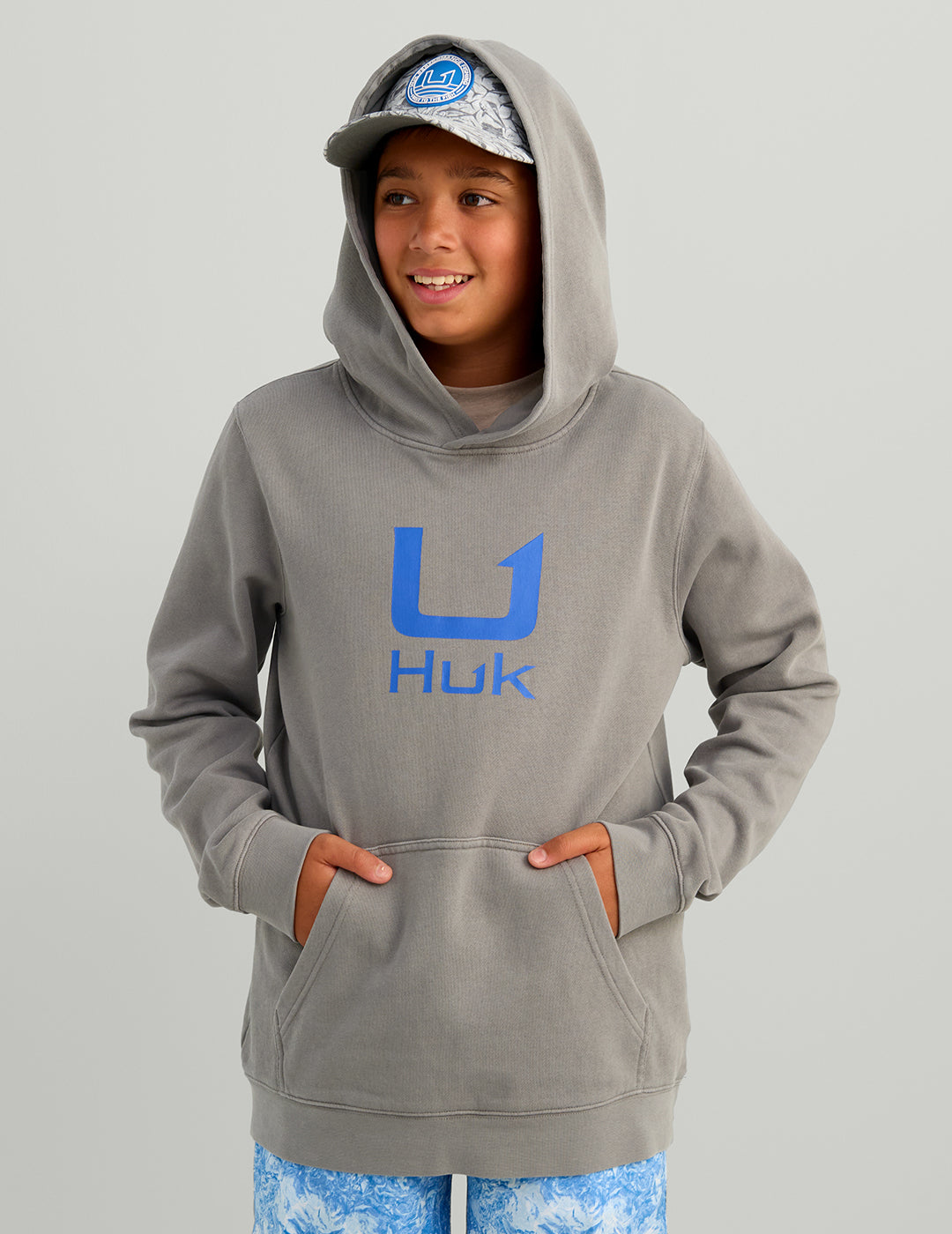 Huk Kids Huk Barb U Cotton Fleece Hoodie - Sharkskin