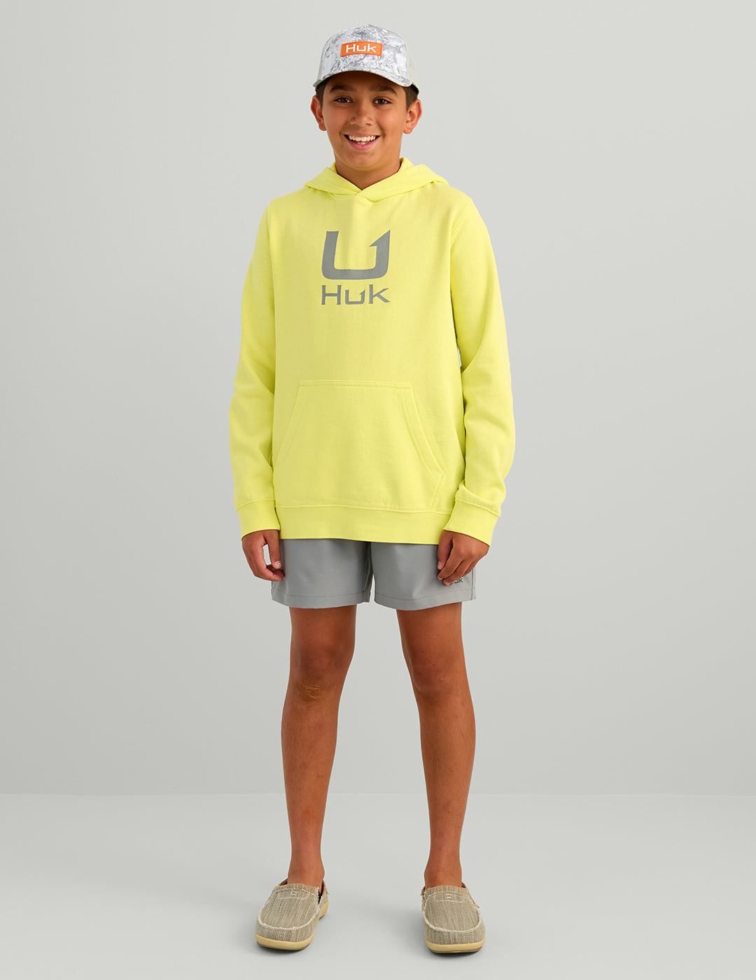 Huk Kids Huk Barb U Cotton Fleece Hoodie - Vintage Chartreuse