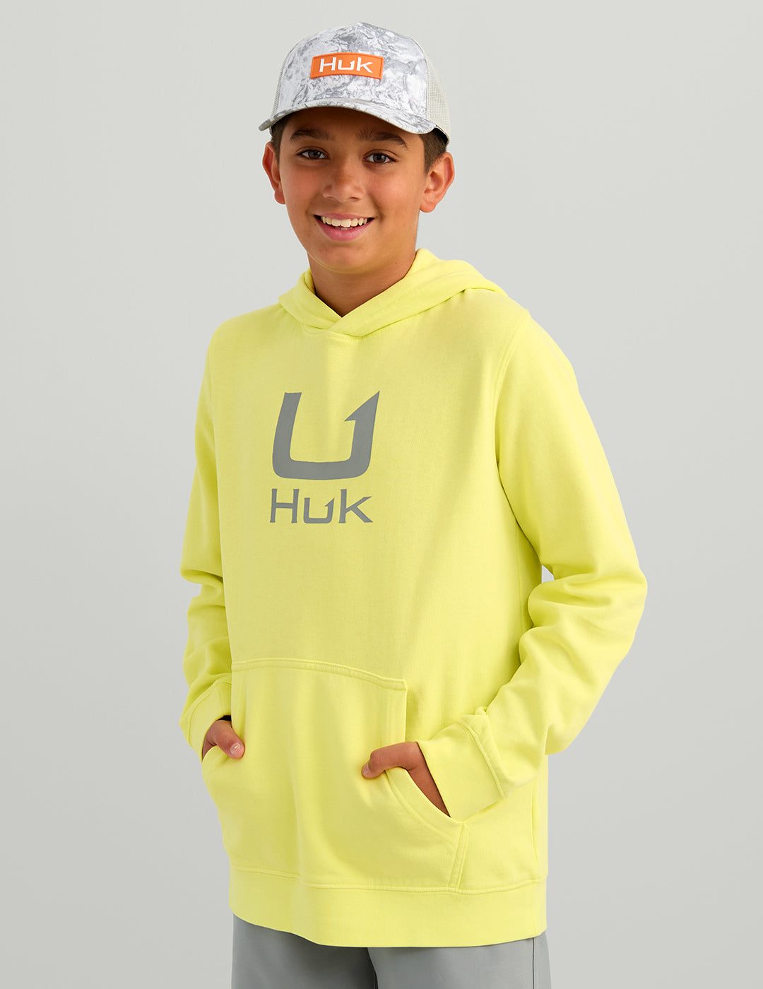 Huk Kids Huk Barb U Cotton Fleece Hoodie - Vintage Chartreuse