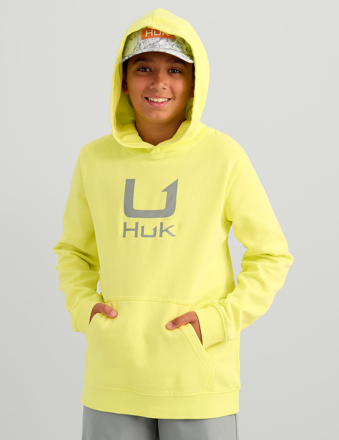 Huk Kids Huk Barb U Cotton Fleece Hoodie - Vintage Chartreuse