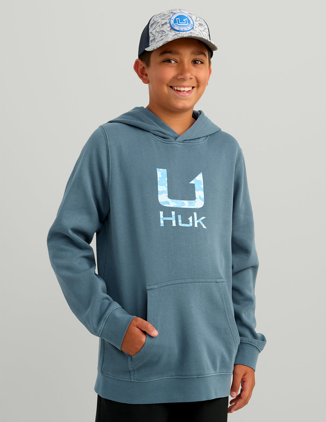 Huk Kids Huk Barb U Cotton Fleece Hoodie - Stormy Blue
