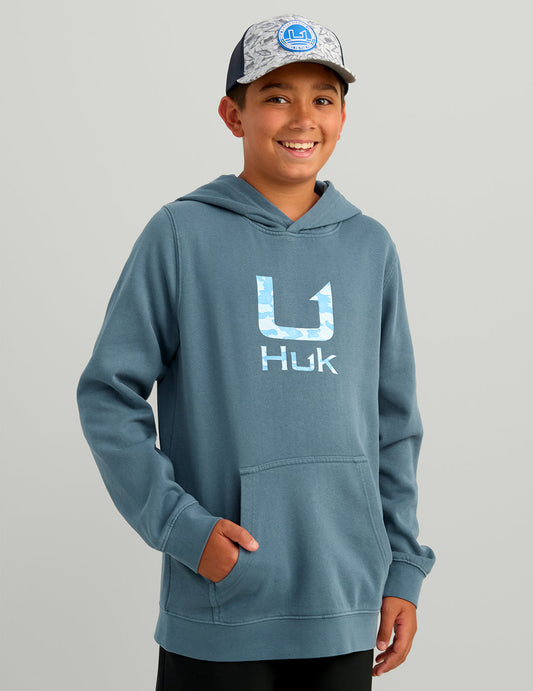 Huk Kids Huk Barb U Cotton Fleece Hoodie - Stormy Blue
