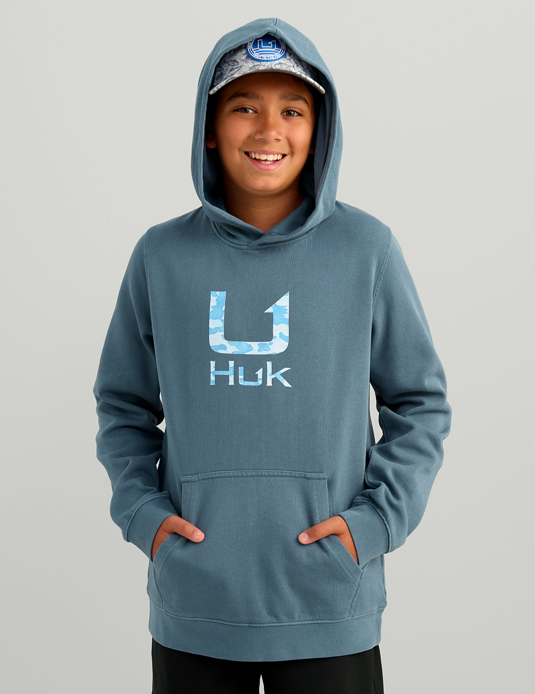 Huk Kids Huk Barb U Cotton Fleece Hoodie - Stormy Blue