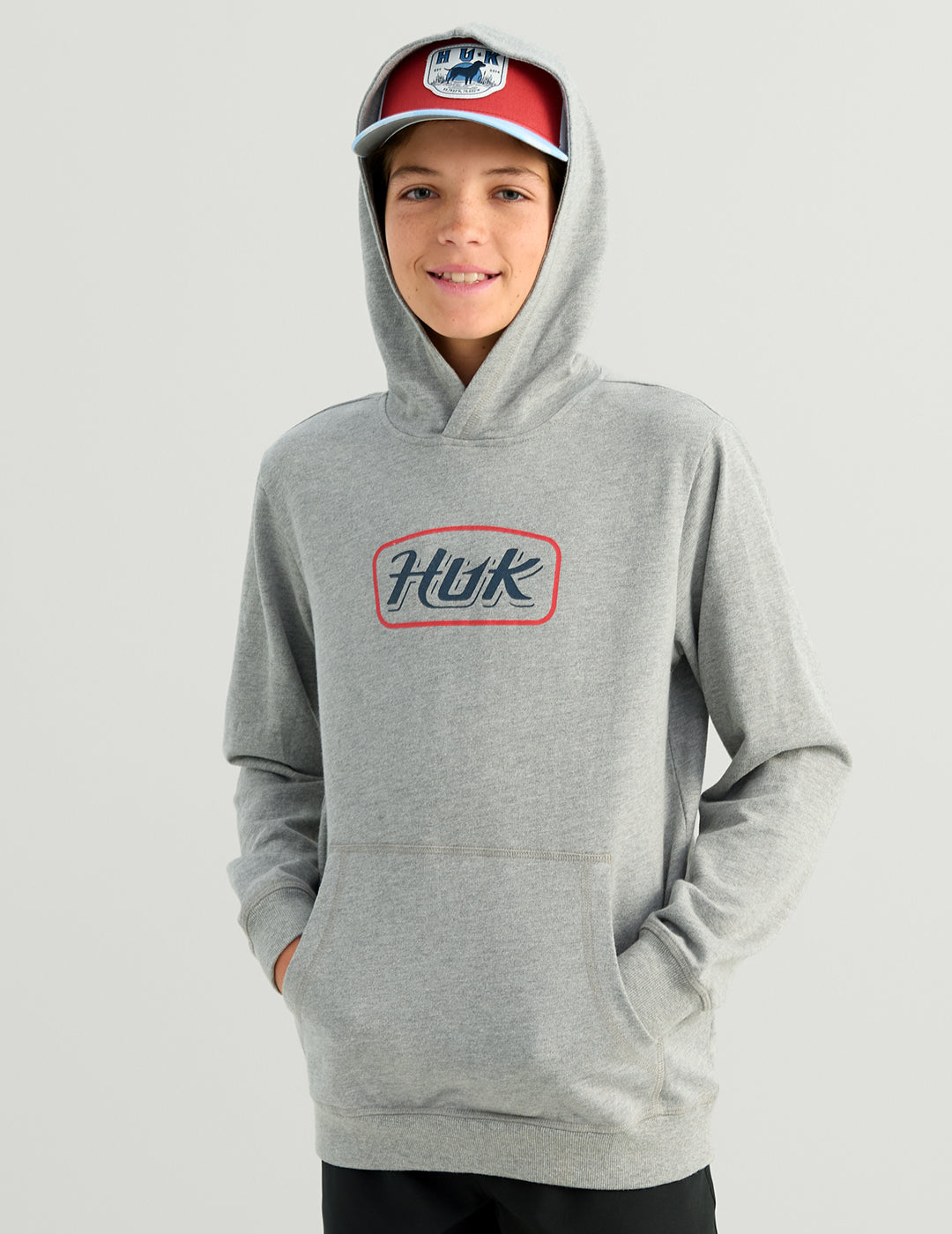 Huk Kids Edisto Script Terry Hoodie - Heather Grey