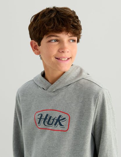 Huk Kids Edisto Script Terry Hoodie - Heather Grey