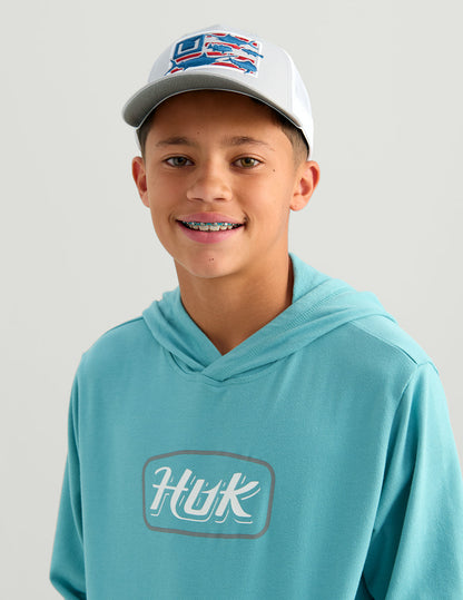 Huk Kids Edisto Script Terry Hoodie - Marine Blue