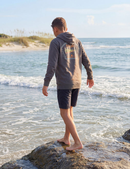 Huk Kids Edisto Fast Badge Terry Hoodie - Dark Shadow