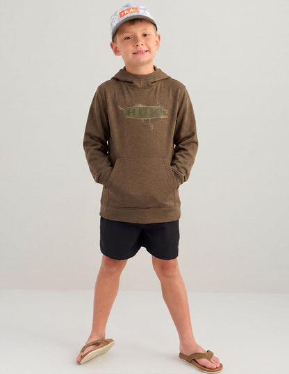 Huk Kids Coldfront+ Fleece Graphic Hoodie - Saltmarsh Heather