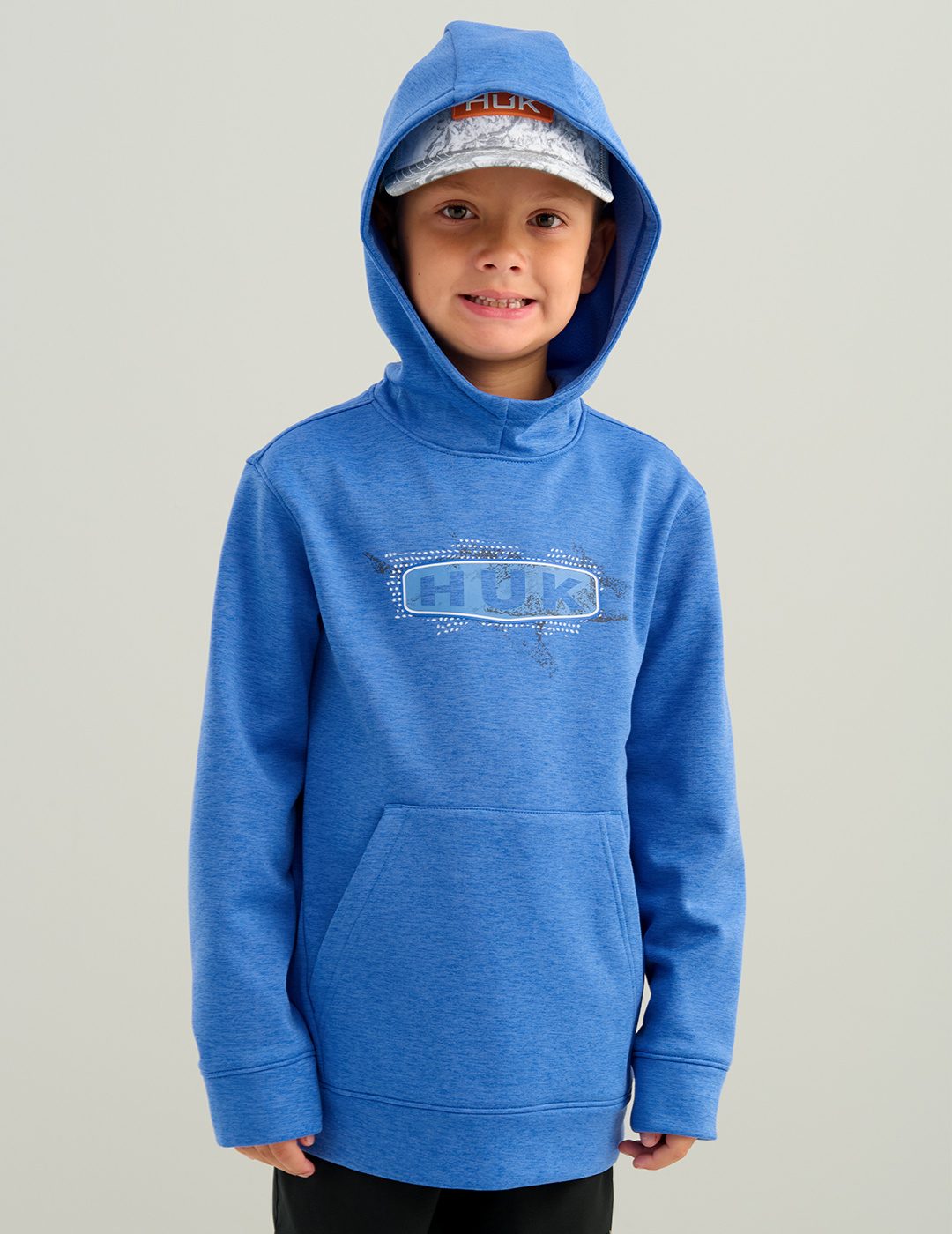 Huk Kids Coldfront+ Fleece Graphic Hoodie - Regatta Heather