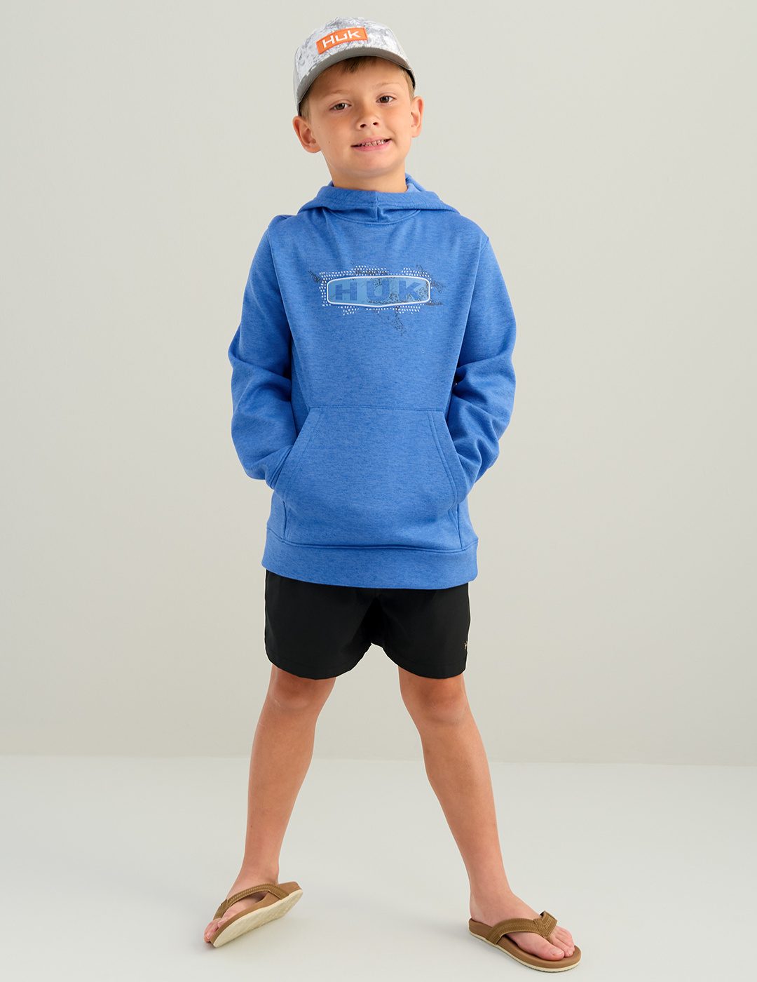 Huk Kids Coldfront+ Fleece Graphic Hoodie - Regatta Heather