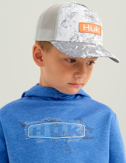 Huk Kids Coldfront+ Fleece Graphic Hoodie - Regatta Heather