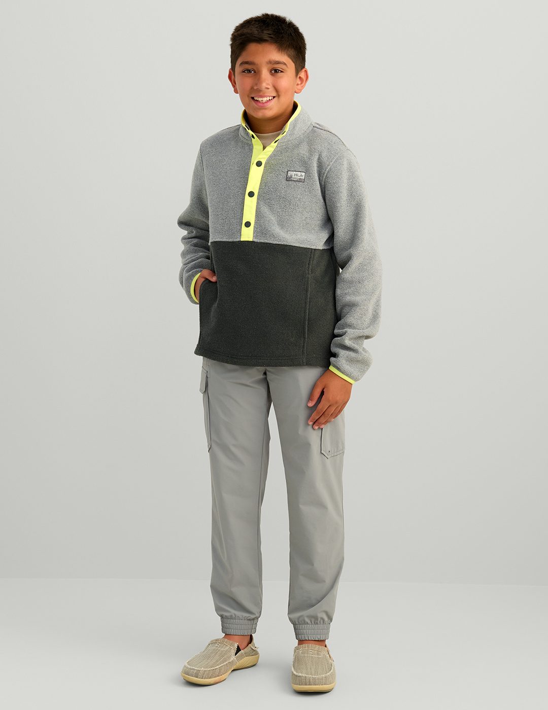 Huk Kids Camden 1/4 Snap Pullover - Sharkskin Heather