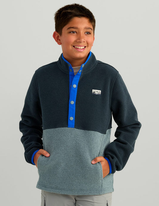 Huk Kids Camden 1/4 Snap Pullover - Sea Storm Heather
