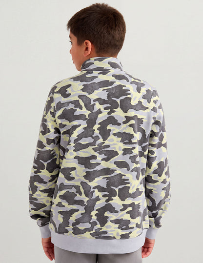 Huk Kids Cotton Fleece Printed 1/4 Zip - Moss Camo