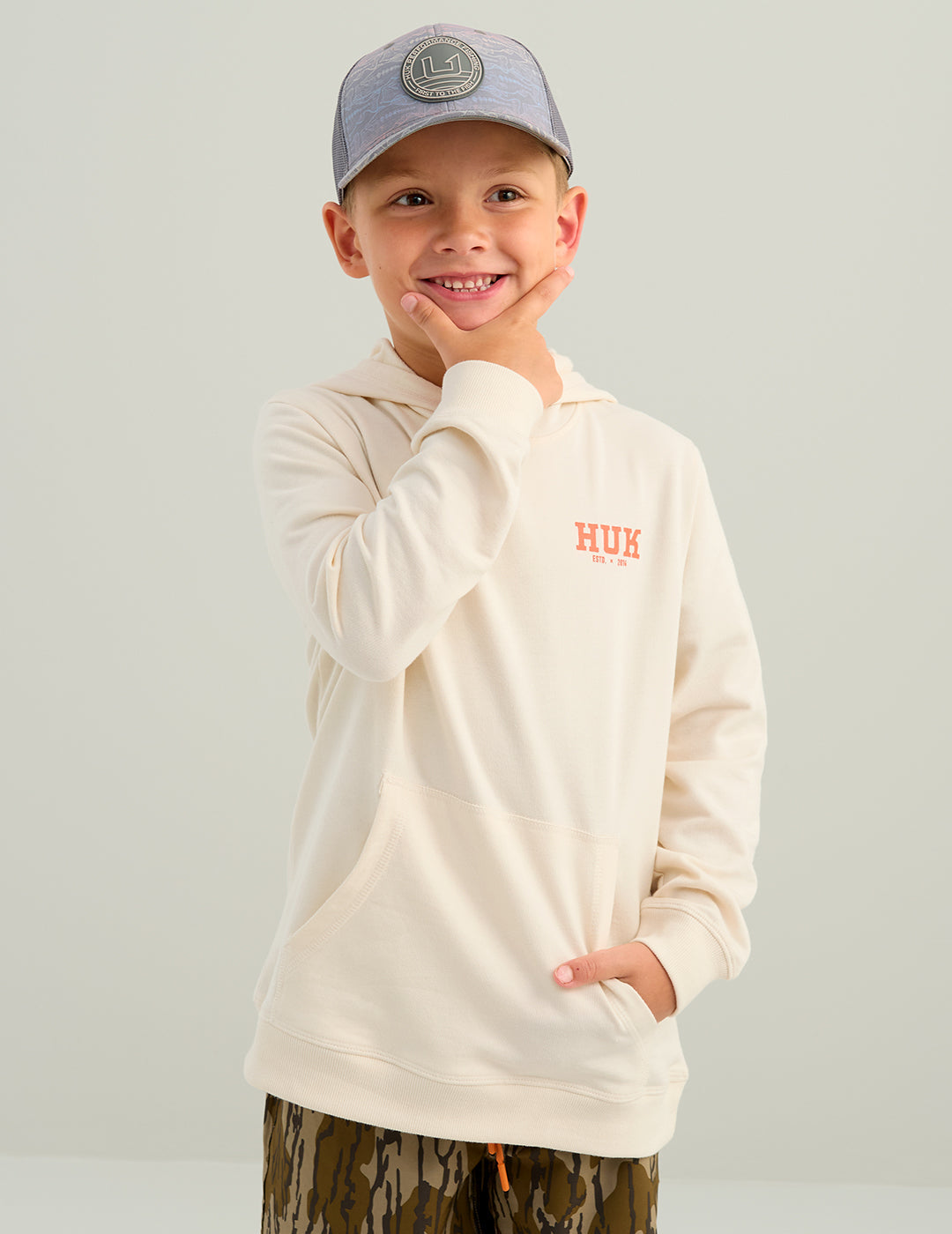 Huk Kids Edisto Terry Lab Sketch Hoodie - Egret