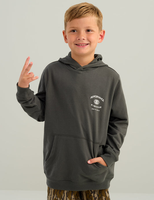 Huk Kids Edisto Terry Fish Bones Hoodie - Dark Shadow