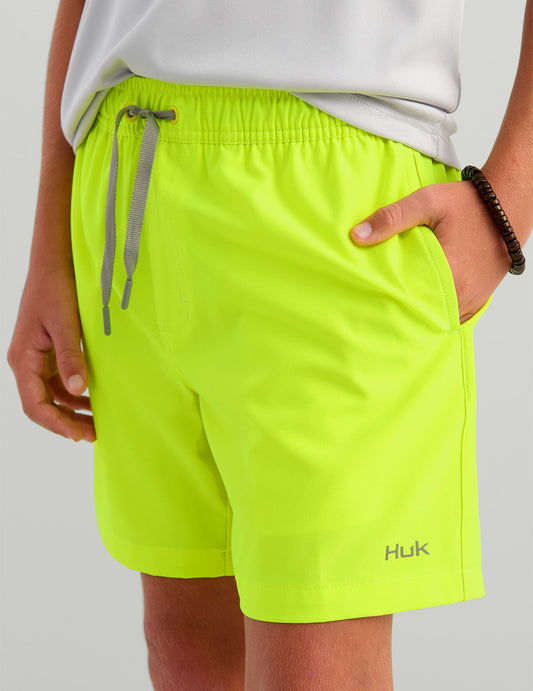 Huk Kids Pursuit Volley Swim Short - Neon Yellow