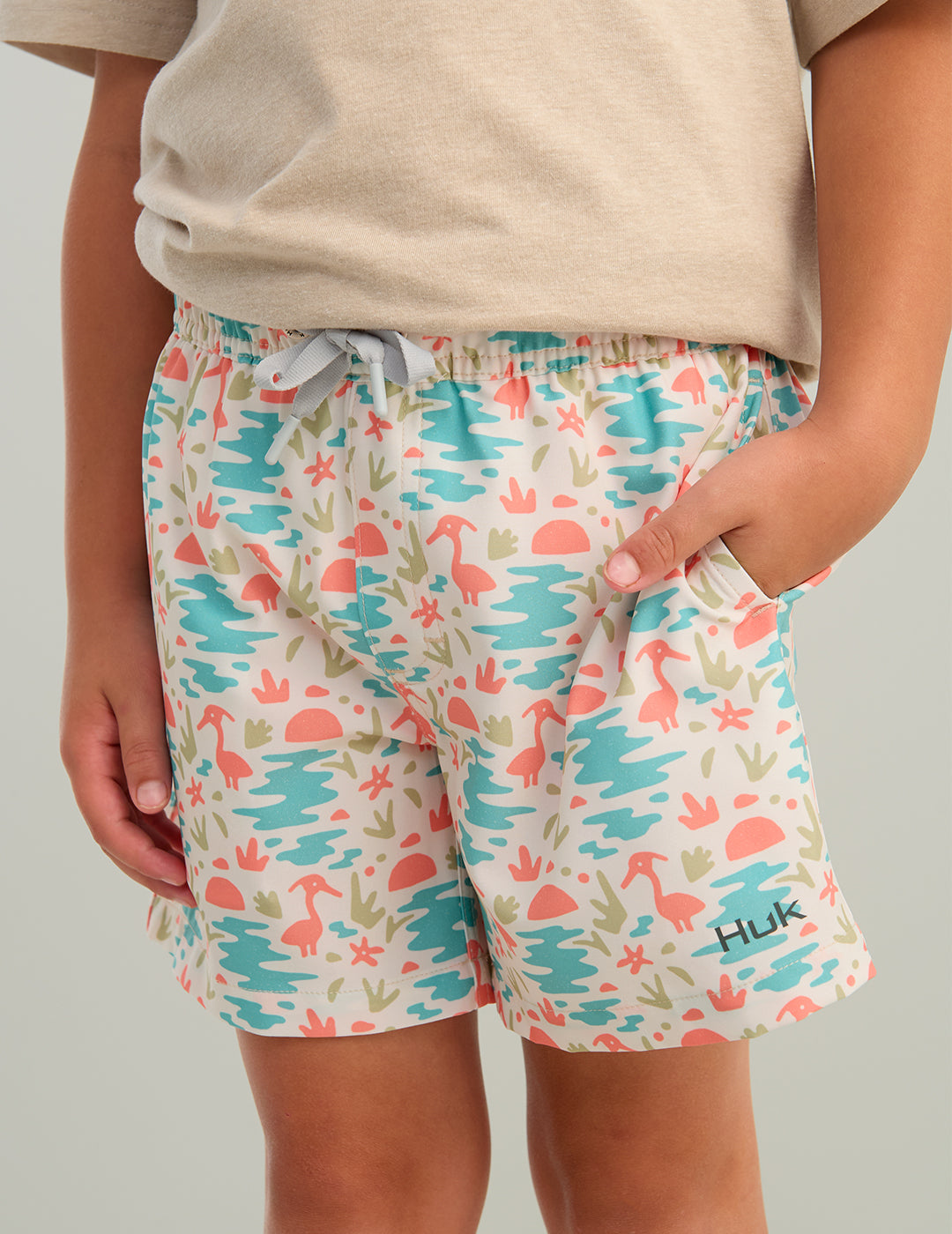 Huk Kids Pursuit Volley Swim Short - Egret Desert