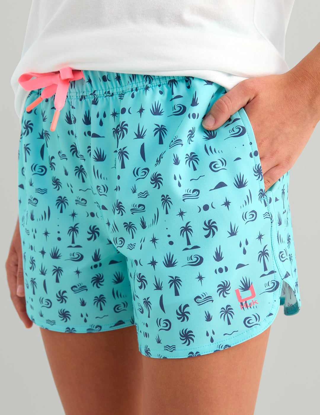 Huk Girls Pursuit Volley Swim Short - Caicos Palm Play