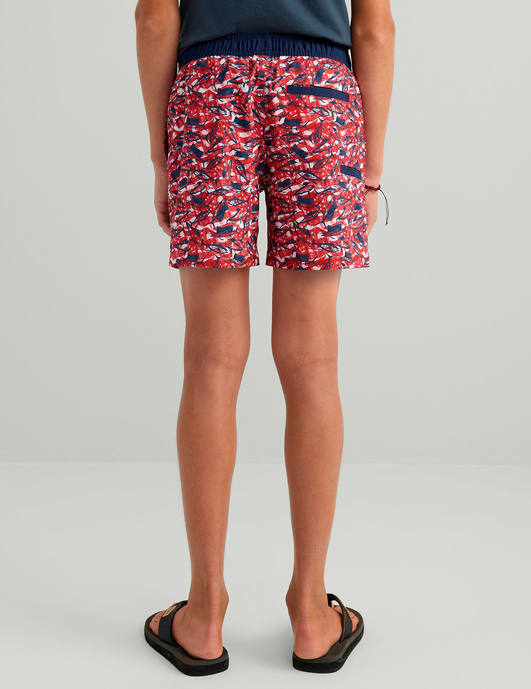 Huk Kids Pursuit Americana Volley Swim Short - True Red Fish Chaos