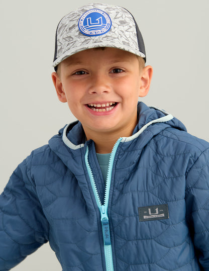 Huk Kids KC Print Circle Patch Trucker Hat - Anchor Fish Chaos