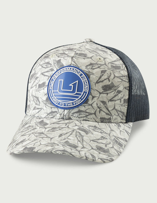 Huk Kids KC Print Circle Patch Trucker Hat - Anchor Fish Chaos