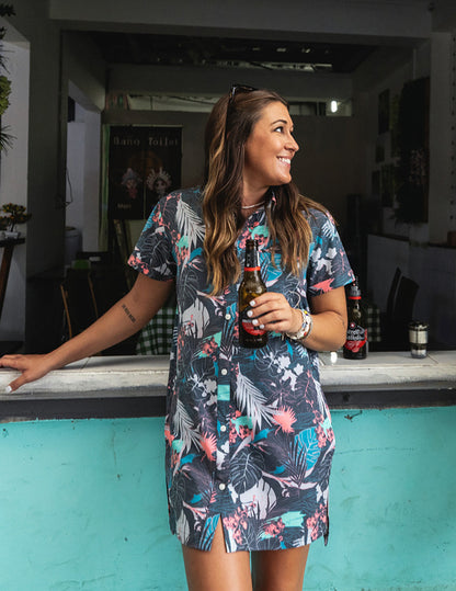 Huk Womens Kona Cover-Up Dress - Volcanic Ash Radical Botanical
