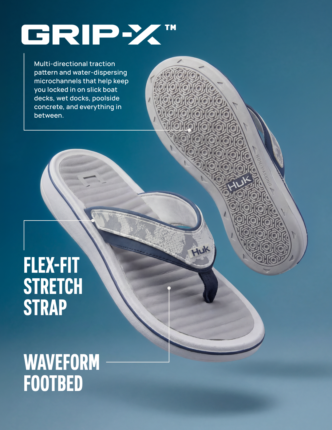 Huk Rogue Island Performance Flip-Flop - Mud