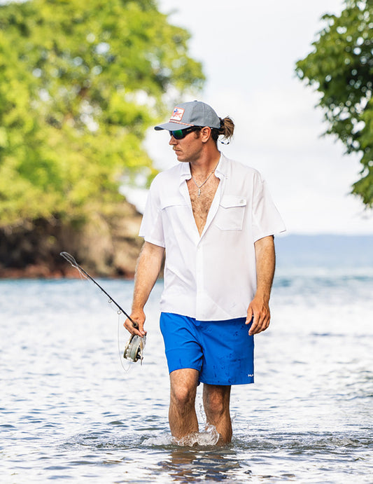 Huk Tide Point Short Sleeve Button-Down - White