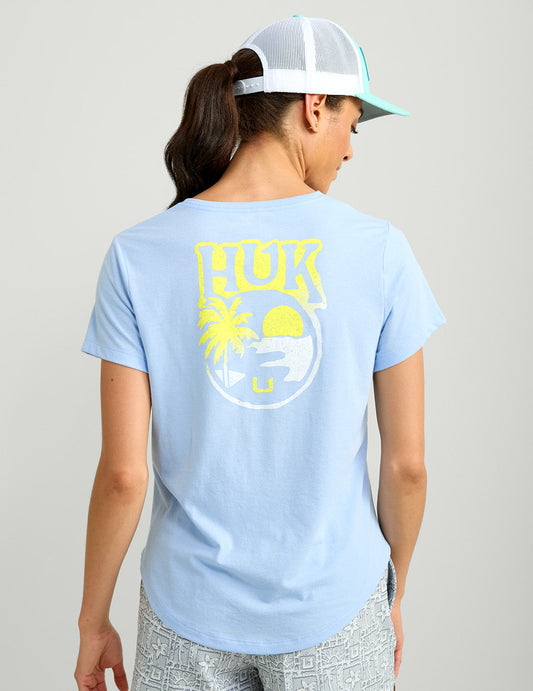 Huk Womens V-Neck Sunset Graphic Tee - Windsurfer